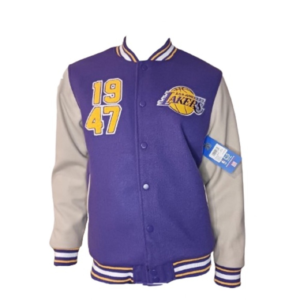 NBA Lakers Purple and Gray Varsity Jacket